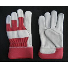 Cow Grain Leather Full Palm Red Back Work Glove